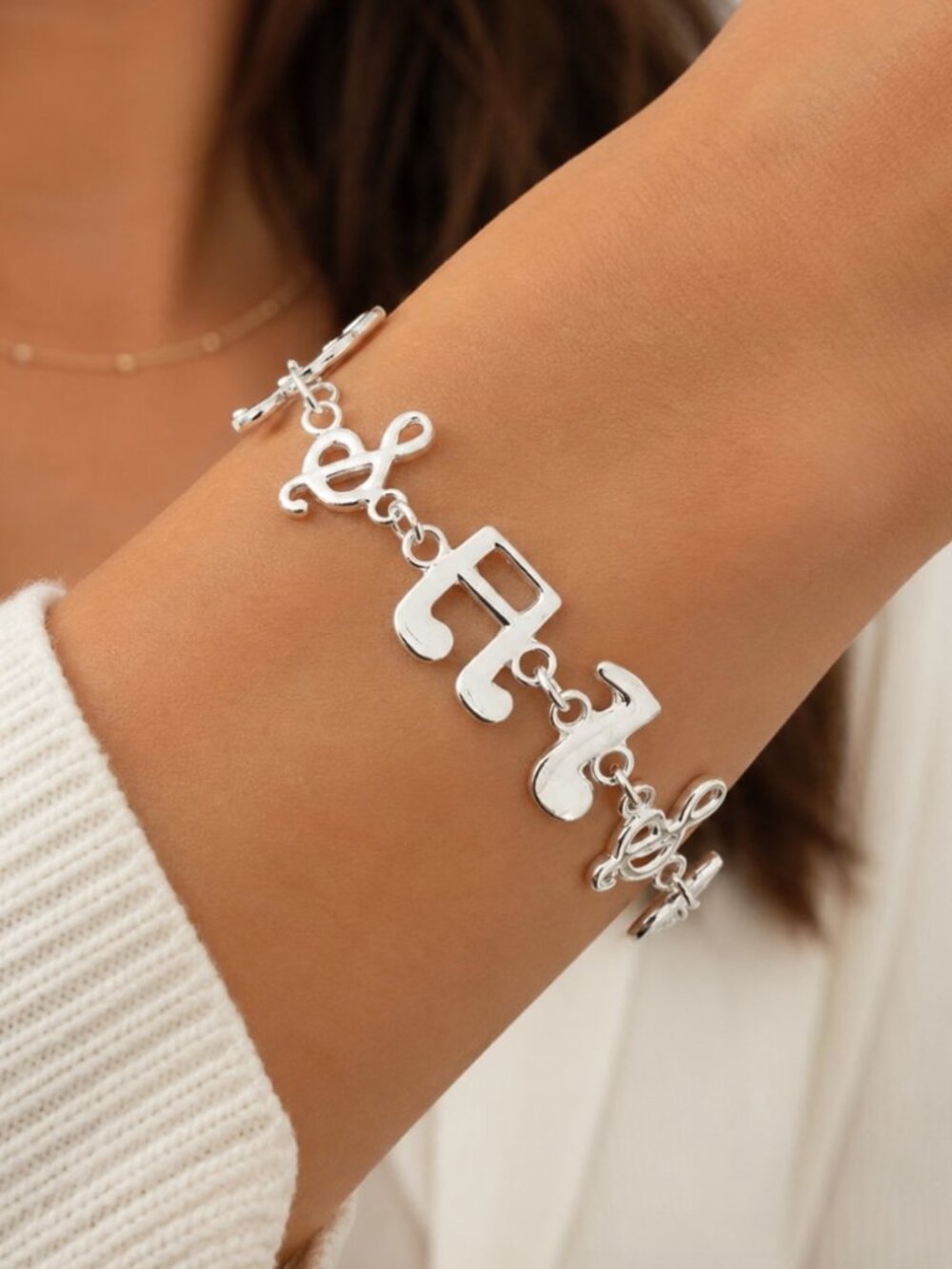 925 Sterling Silver Music Note Bracelet Charm Bracelet Music Lover Jewelry
